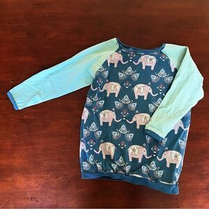 Handmade Girls Elephant Pattern Long Sleeved Shirt Size 4-5